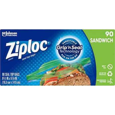 Ziploc Bag, Sandwich, Ziploc, 90/Bx 90PK SJN315885